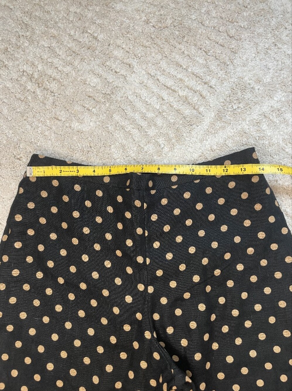 Reformation 100% Linen Black Wide Leg Pants with Gold Polka Dots Size S - Picture 6 of 9
